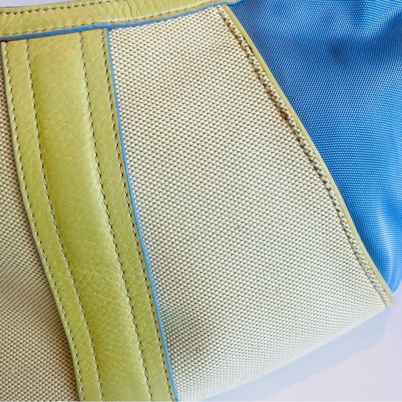 Cole Haan Megan Handbag Green Blue Cream Leather Purse Small - Picture 4 of 11